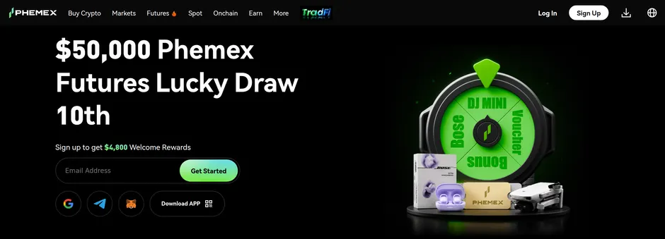 Главный экран Phemex