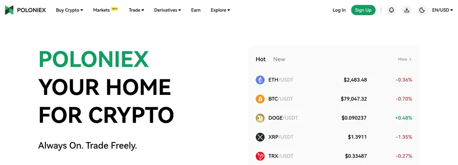 Главный экран Poloniex